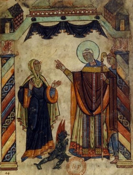 Sant'Albino d'Angers esorcizza una donna